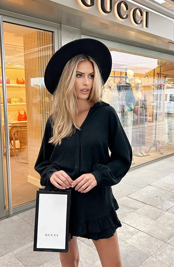 Blouse Katoen Feminine Zwart – shoparchief, foto 1