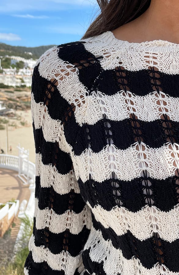 Crochet Strepen Jurk Zwart Ecru – shoparchief, foto 7