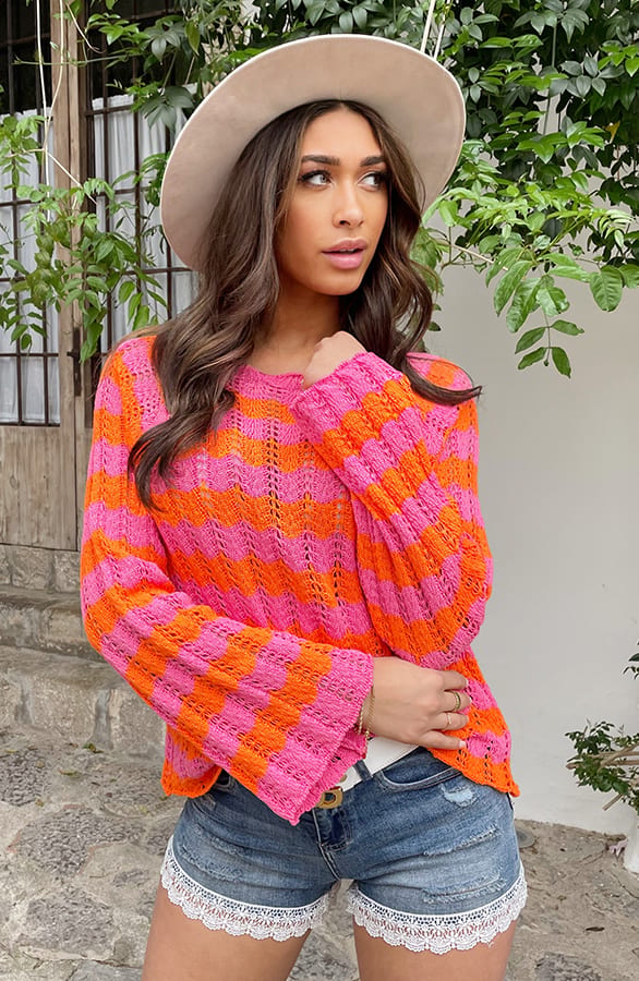 Crochet Top Fuchsia Oranje – shoparchief, foto 5