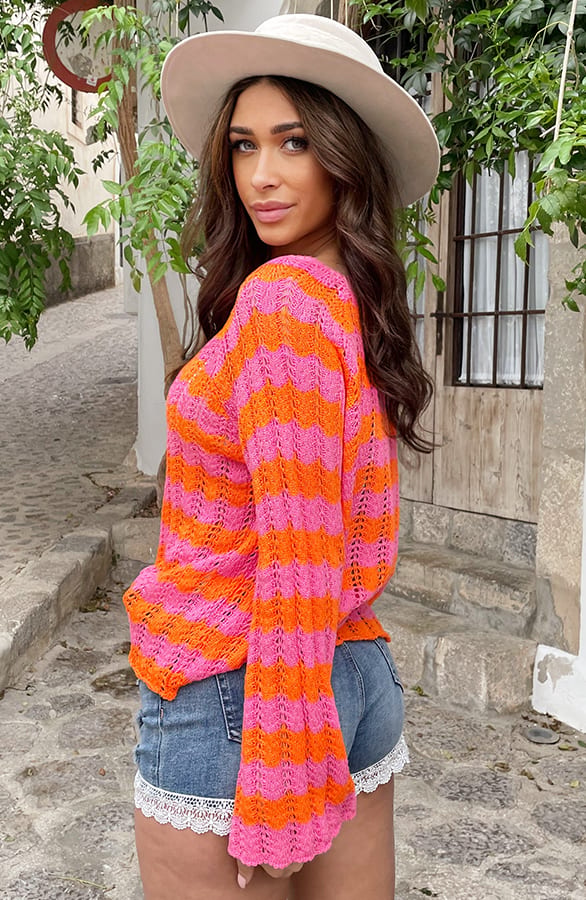 Crochet Top Fuchsia Oranje – shoparchief, foto 1