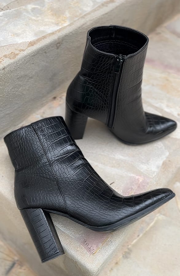 Stiefeletten Kroko Schwarz, Shoparchiv, Foto 4