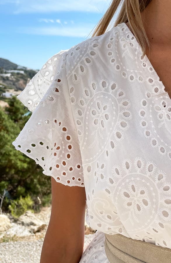 Maxi Embroidery Ruffle Jurk Ecru – shoparchief, foto 9