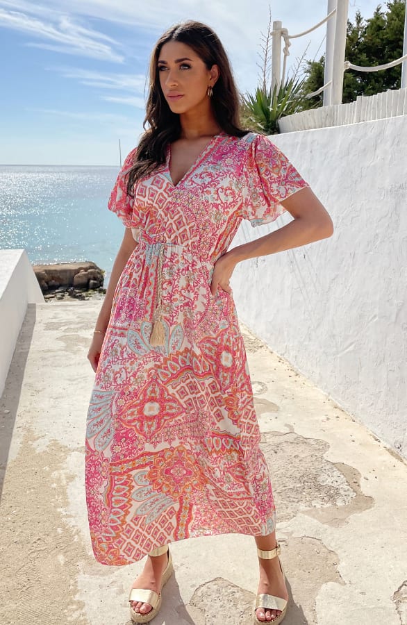 Maxi Print Jurk Fuchsia – shoparchief, foto 5