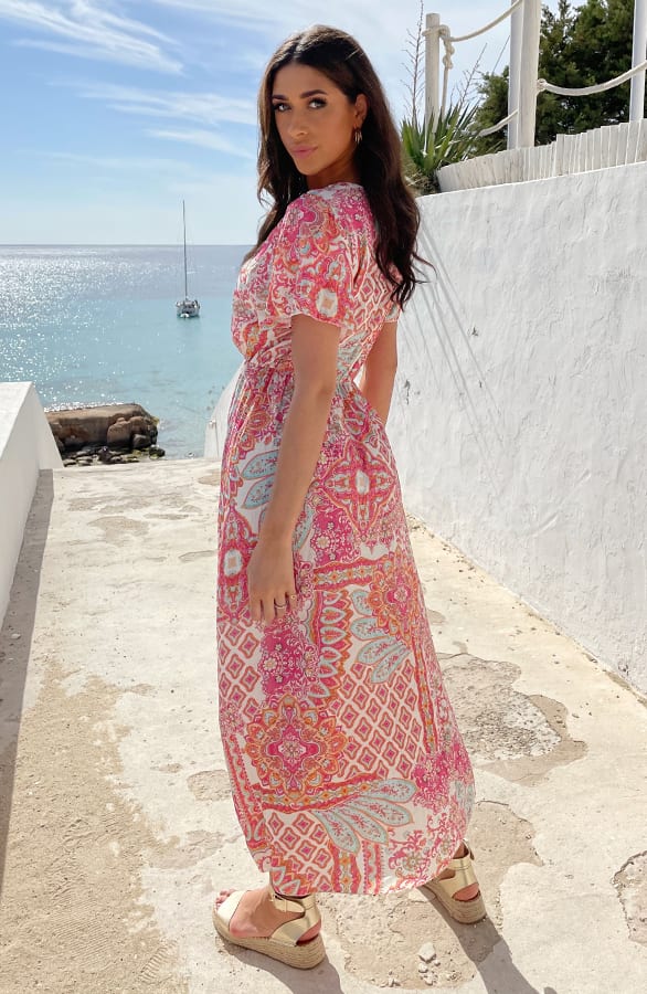 Maxi Print Jurk Fuchsia – shoparchief, foto 6