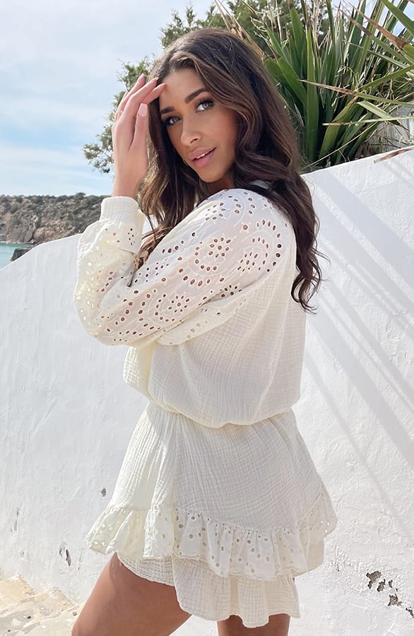 Mousseline Blouse Embroidery Ecru – shoparchief, foto 1