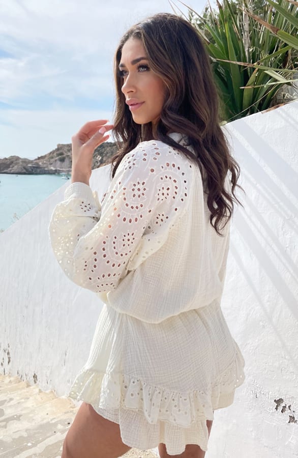 Mousseline Blouse Embroidery Ecru – shoparchief, foto 6