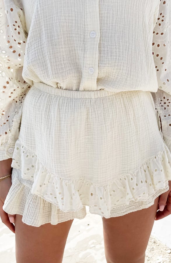 Mousseline Skort Embroidery Ecru – shoparchief, foto 1