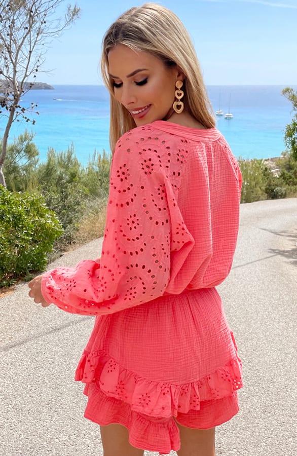 Mousseline Blouse Embroidery Koraal – shoparchief, foto 6