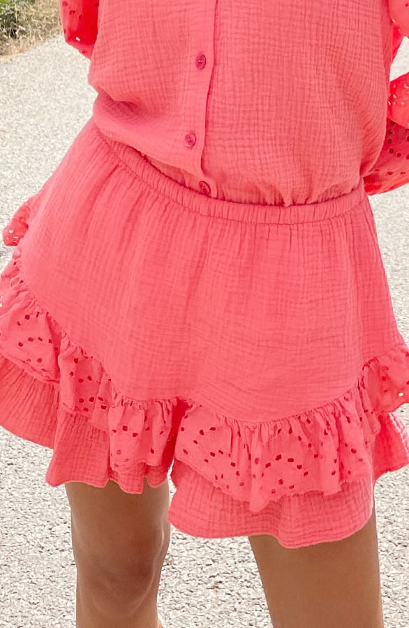Mousseline Skort Embroidery Koraal – shoparchief, foto 1