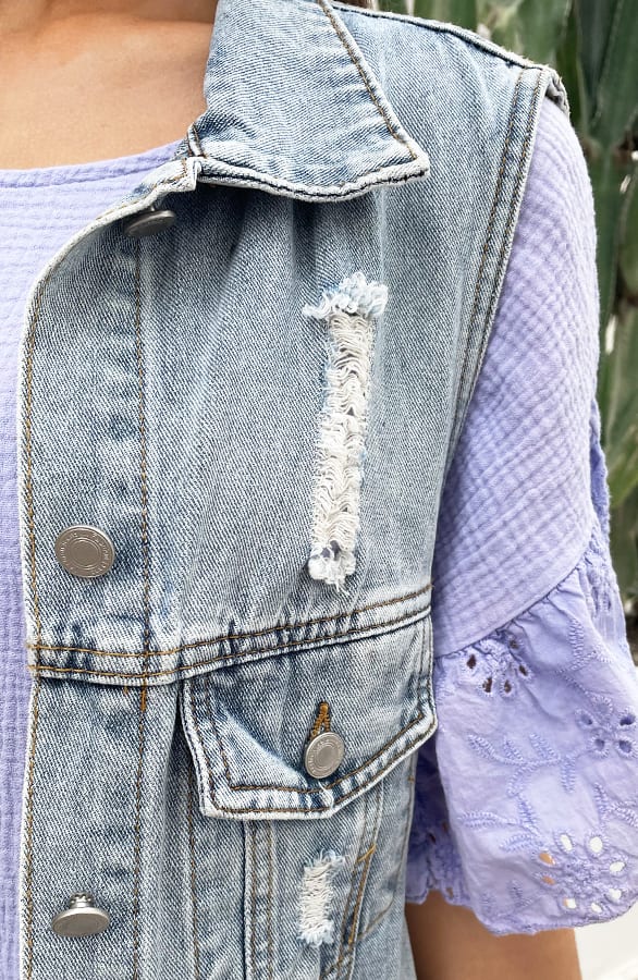 Mousseline Embroidery Oversized Jurk Lila – shoparchief, foto 9