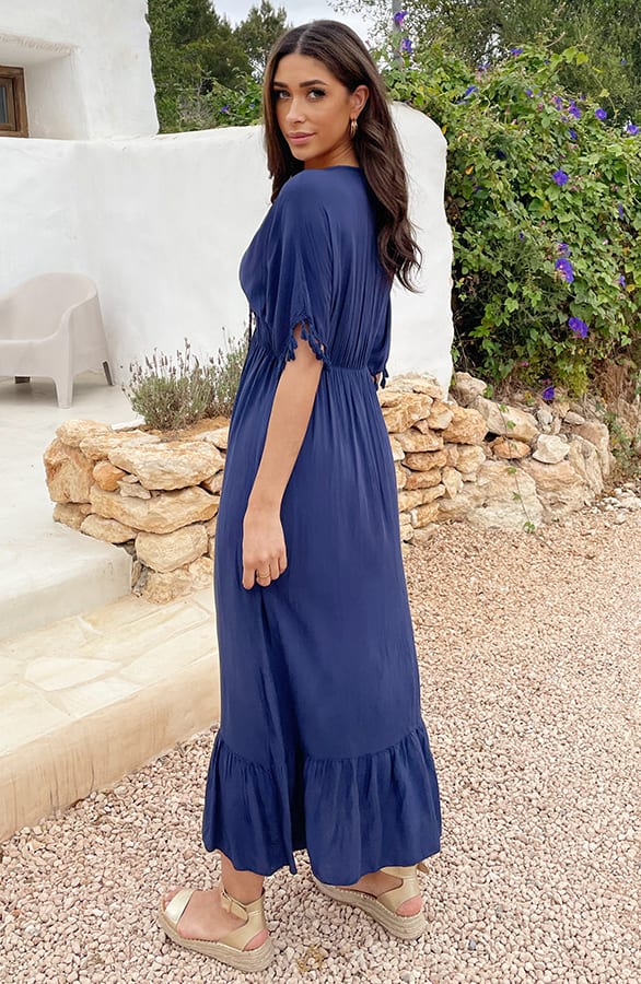 Oversized Jurk Gouden Detail Maxi Marine – shoparchief, foto 5
