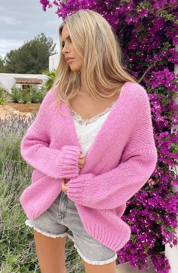 Oversized Knitted Vest Candy Pink – shoparchief, foto 4