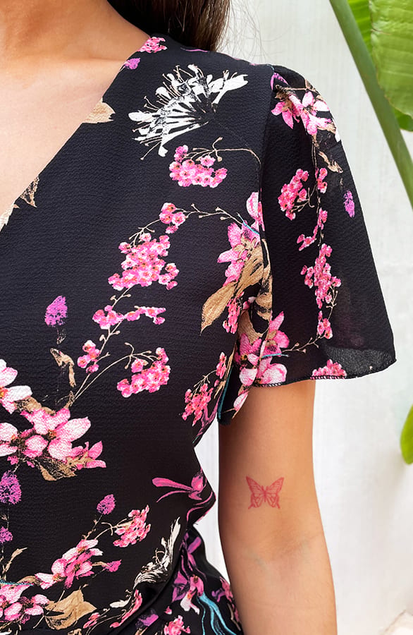 Playsuit Bloemen Zwart Roze – shoparchief, foto 5