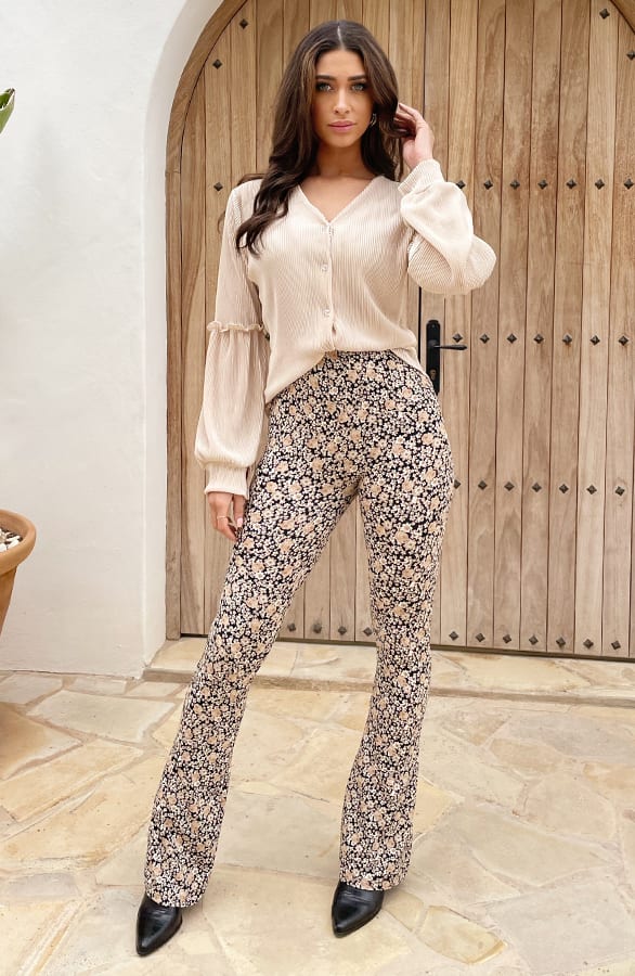 Plisse Blouse Met Ruches Mouw Beige – shoparchief, foto 9