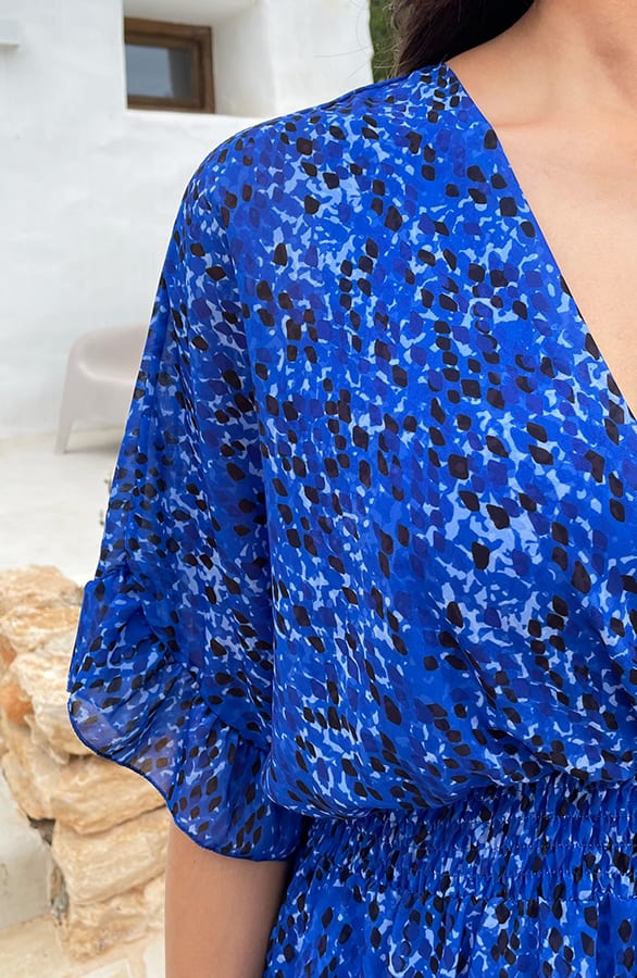 Ruffle Laagjes Jurk Print Kobalt – shoparchief, foto 8