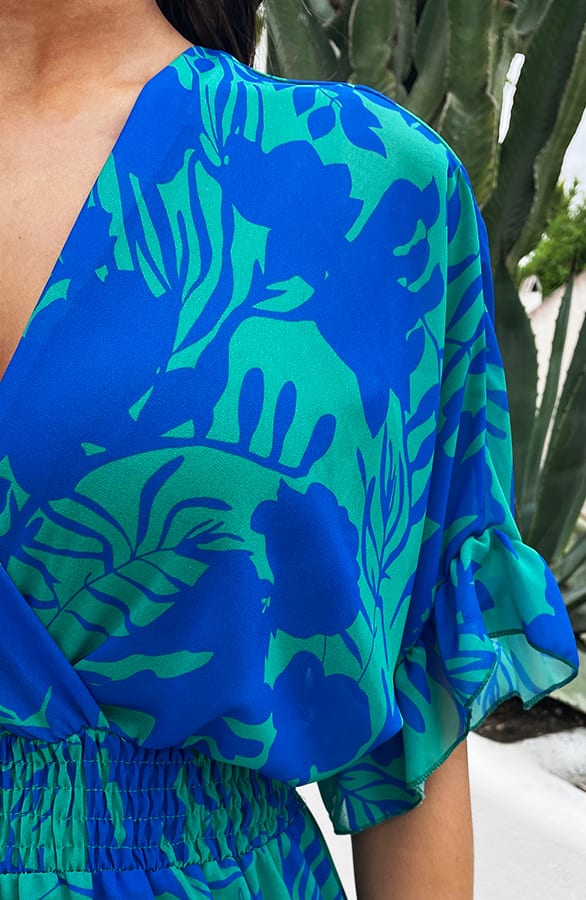 Ruffle Laagjes Jurk Print Kobalt Groen – shoparchief, foto 10