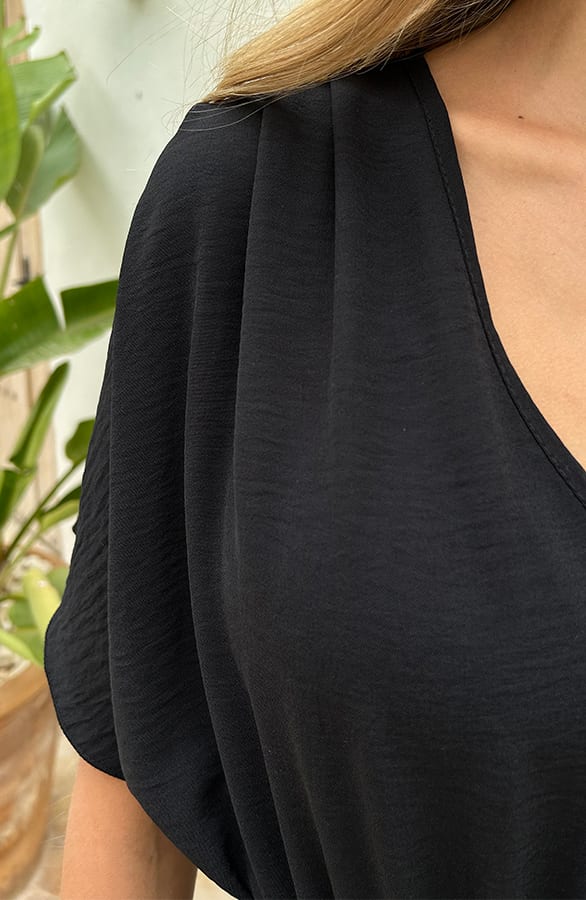 Sicily V-neck Dress Black – shoparchief, foto 8