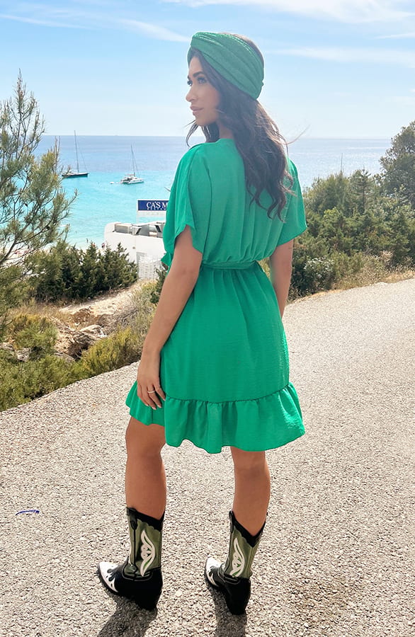 Sicily V-neck Dress Bright Green – shoparchief, foto 5