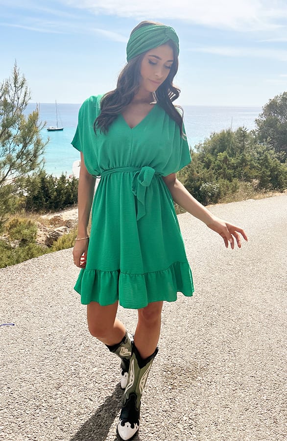 Sicily V-neck Dress Bright Green – shoparchief, foto 3