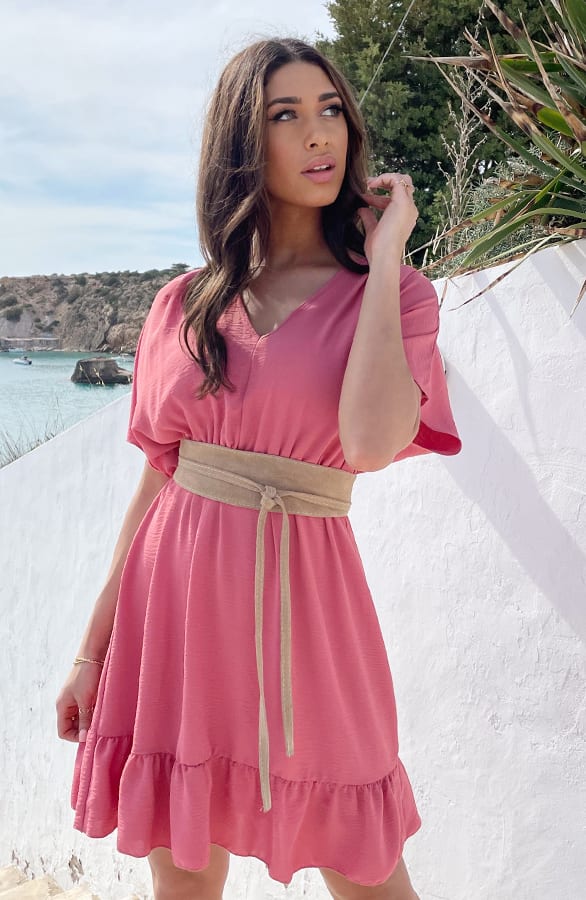 Sicily V-neck Dress Dust Pink – shoparchief, foto 4