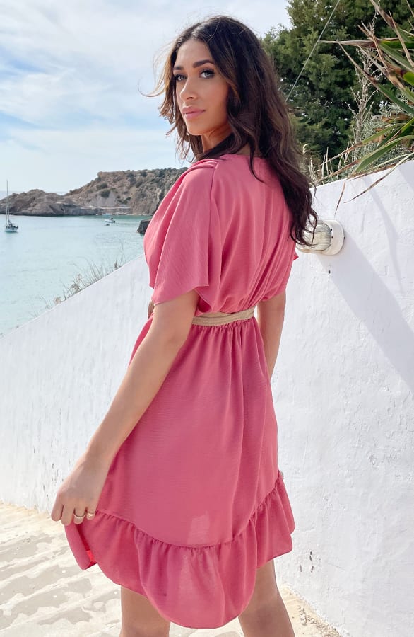 Sicily V-neck Dress Dust Pink – shoparchief, foto 5