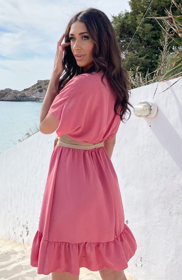 Sicily V-neck Dress Dust Pink – shoparchief, foto 6