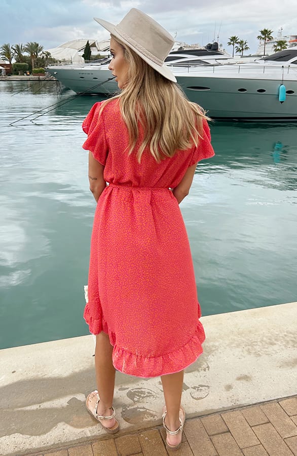 Wikkel Jurk Leopard Fuchsia – jurken, foto 11