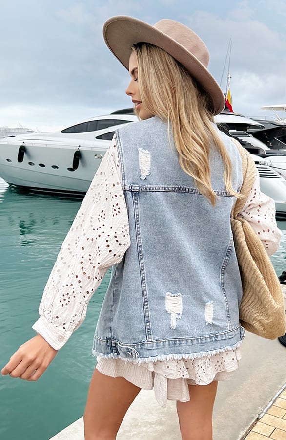 Denim Gilet Damaged, Westen, Foto 12