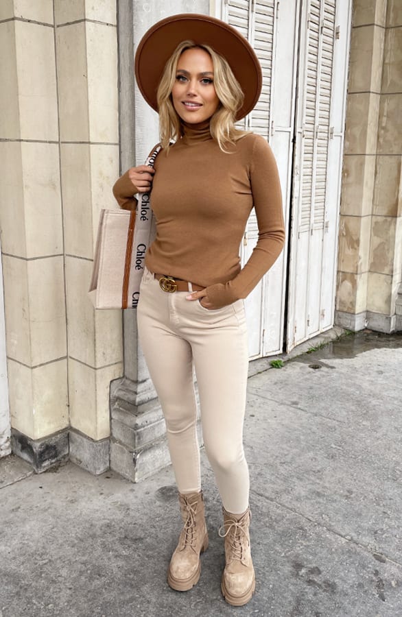 Rollkragenpullover Damen Camel, Foto 10