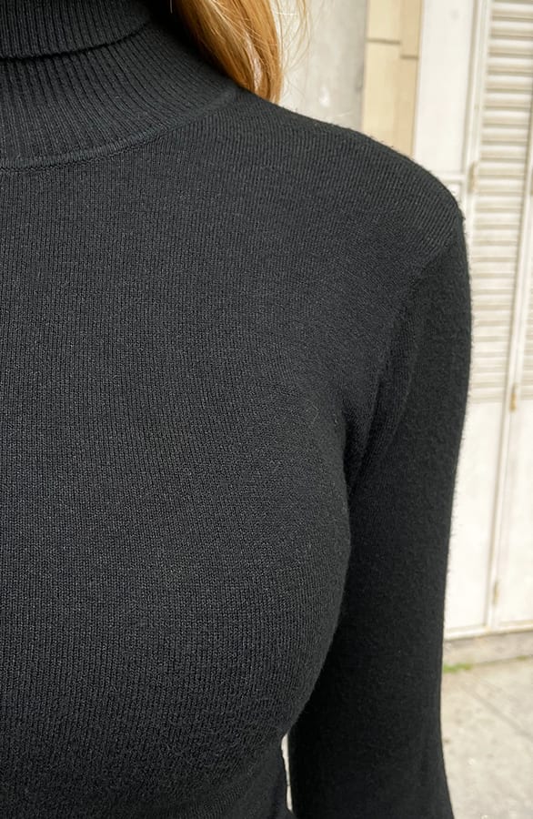 Rollkragenpullover Damen Schwarz, Foto 5