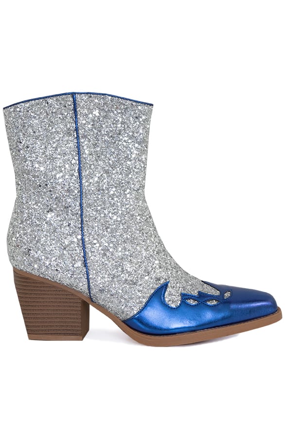 Luxury Metallic Glitter Westernboots Zilver – shoparchief, foto 1