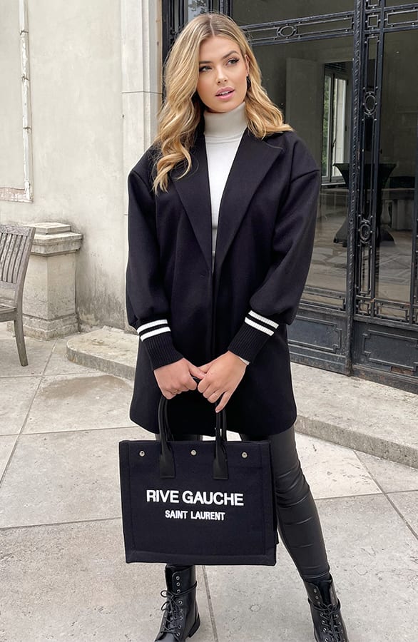 Complete Set Stripe Coat Zwart