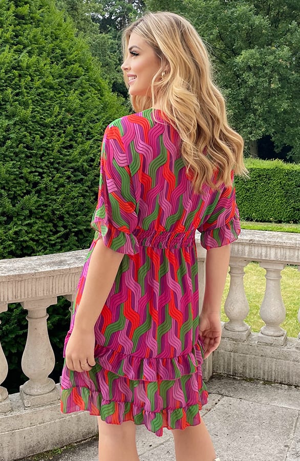 Ruffle Laagjes Jurk Print Multicolor – shoparchief, foto 5