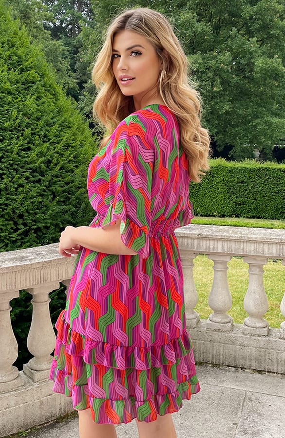 Ruffle Laagjes Jurk Print Multicolor – shoparchief, foto 4