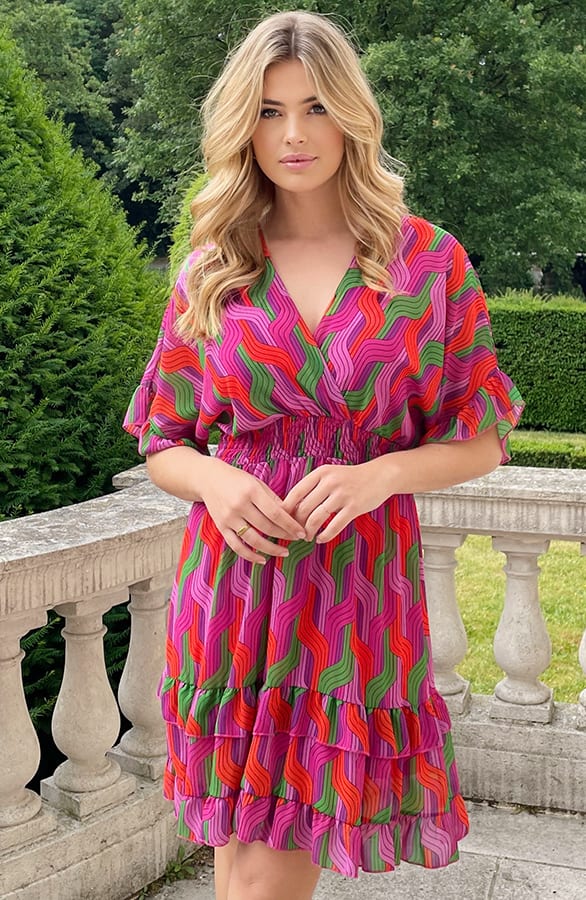 Ruffle Laagjes Jurk Print Multicolor – shoparchief, foto 3