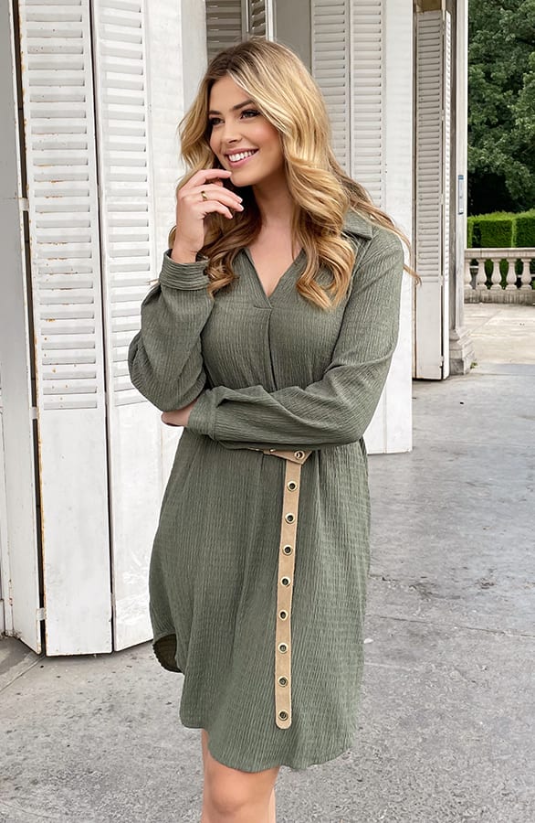 Smocked Blouse Dress Army – shoparchief, foto 4
