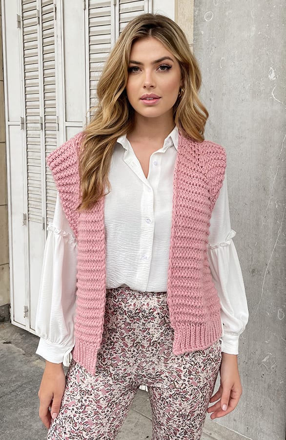 Gebreid Gilet Dust Roze – shoparchief, foto 1
