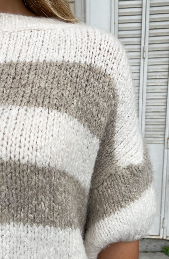 Gebreide Top Gestreept Ecru Taupe – shoparchief, foto 6
