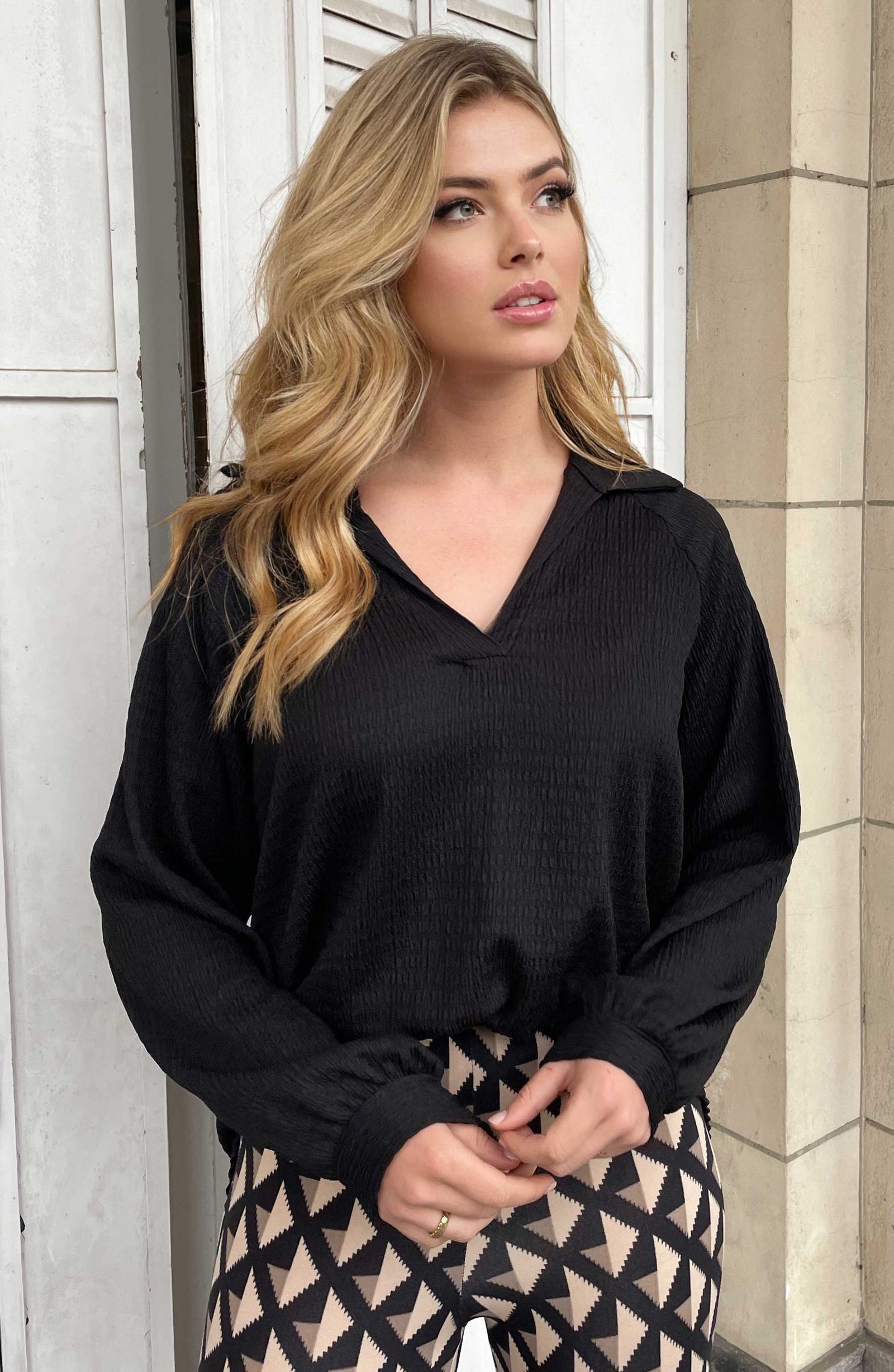 Oversized Venice Blouse Black – shoparchief, foto 3