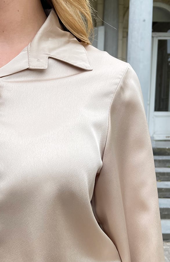 Silk Oversized Blouse Beige – shoparchief, foto 6