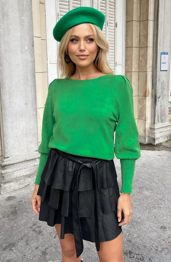 Knitted Trui Met Pofmouwen Bright Green – shoparchief, foto 1
