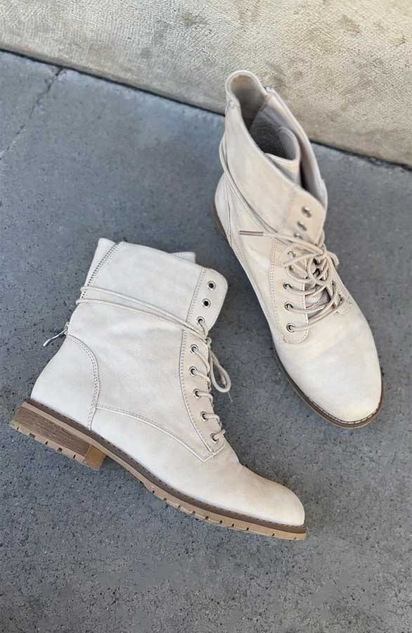 Biker Buckle Zip Boots Beige, Shoparchiv, Foto 4