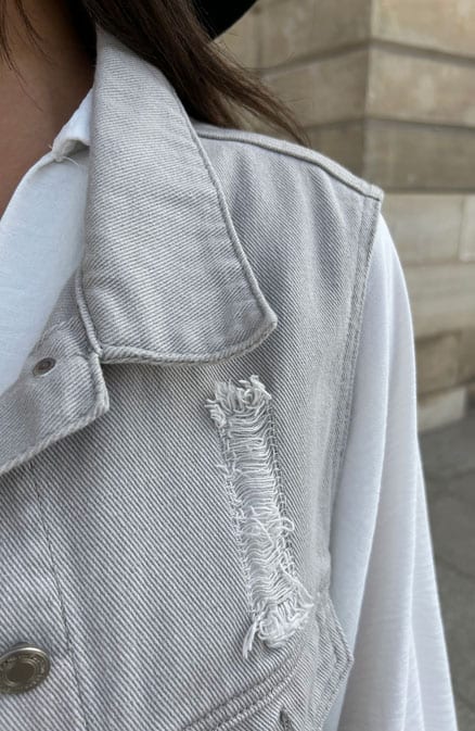 Denim Gilet Damaged Grijs – shoparchief, foto 13