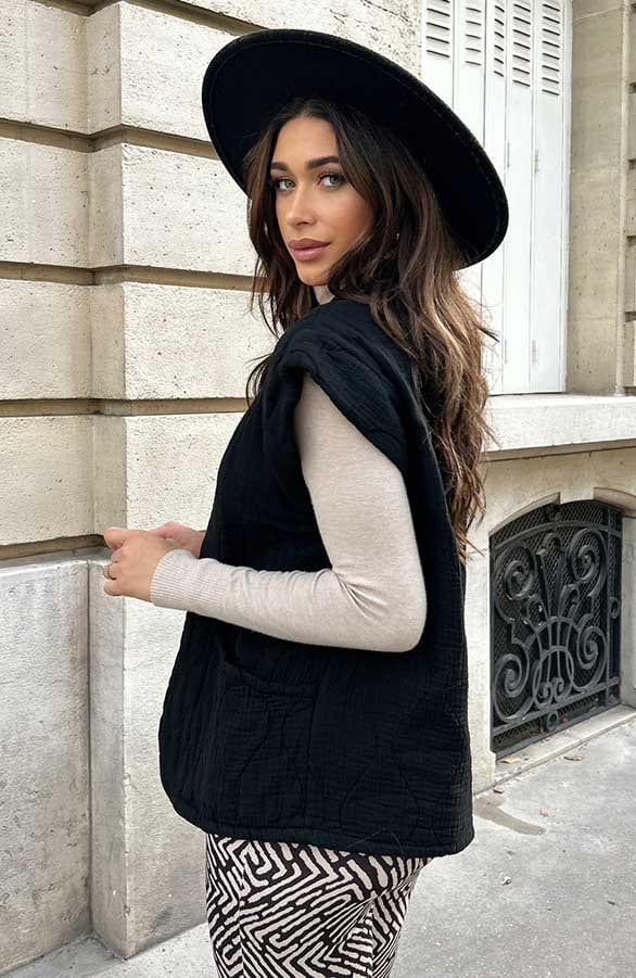Katoenen Dames Gilet Zwart – shoparchief, foto 7