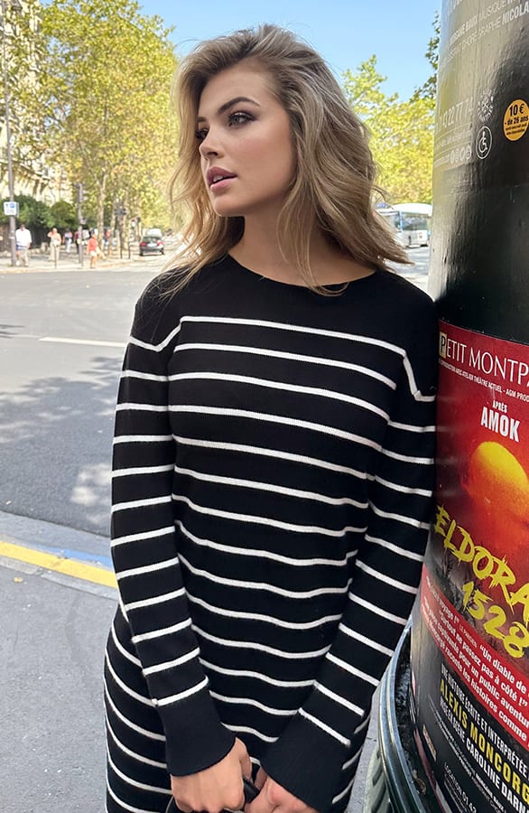 Maxi Strepen Jurk Comfy Zwart – shoparchief, foto 6