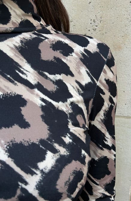 Midi Jurk Gedrapeerd Leopard Beige – shoparchief, foto 10
