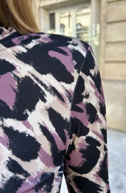 Midi Jurk Gedrapeerd Leopard Mauve – shoparchief, foto 8