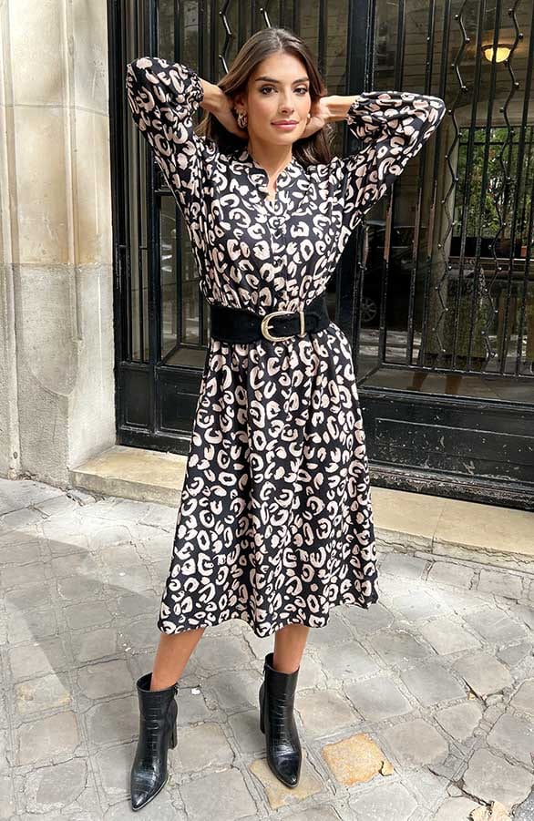 Midi Jurk Met Knopen Leopard – shoparchief, foto 4