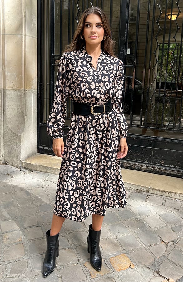Midi Jurk Met Knopen Leopard – shoparchief, foto 5