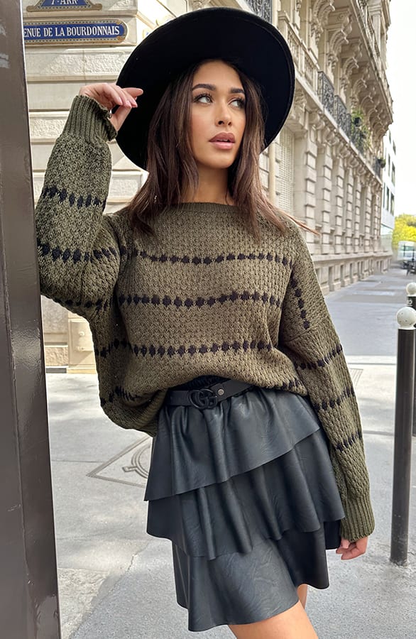 Oversized Stipjes Trui Army – shoparchief, foto 1